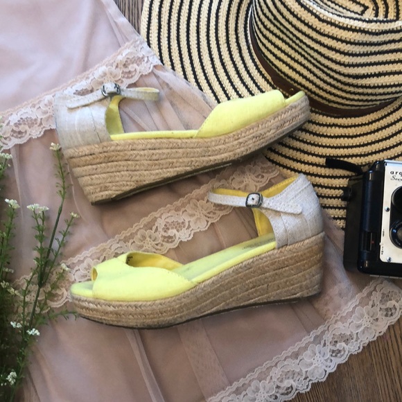 Toms Shoes - TOMS Yellow Espadrilles Wedges W 9.5